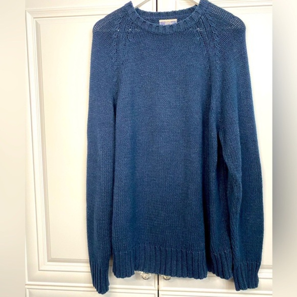 Vtg GAP Mens Sz Medium Navy Crew Neck Sweater Top Shirt Preppy Casual